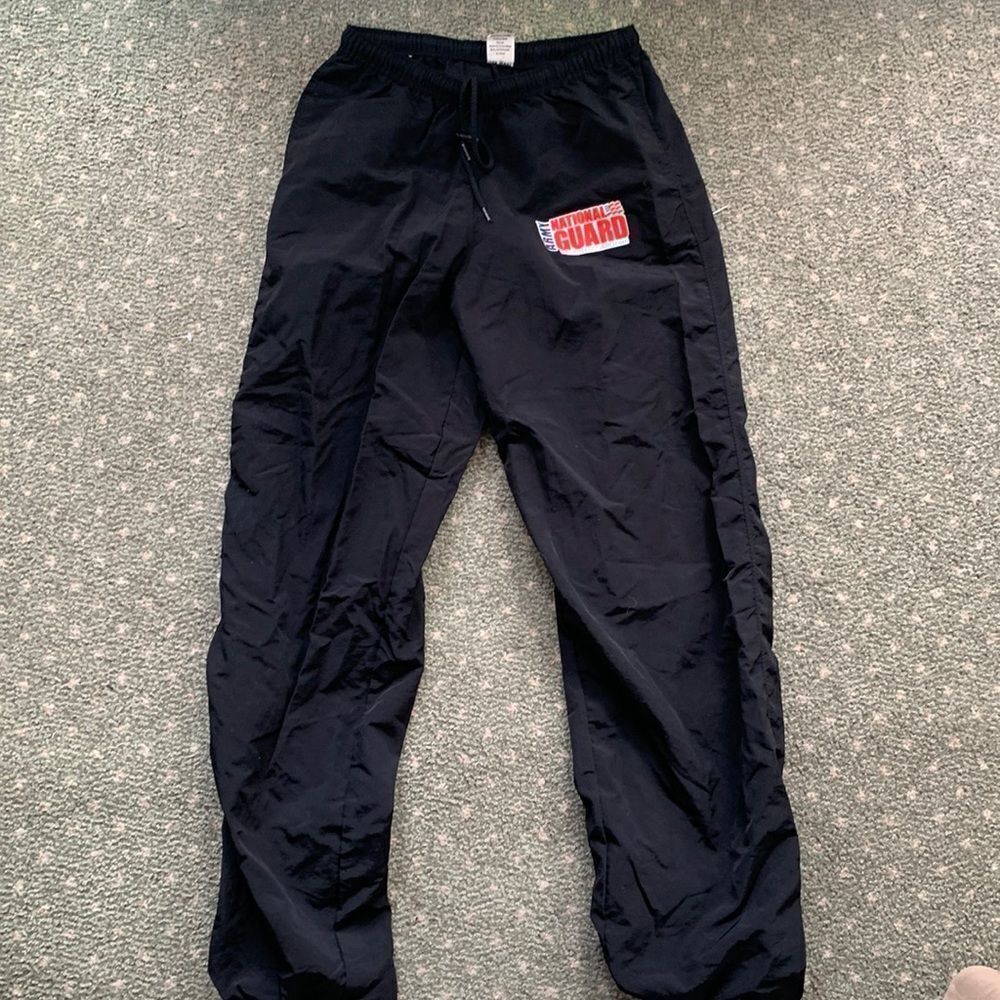 Army National Guard IFB Solutions Black Nylon Track Pants Mens‎ Medium Long - Picture 1 of 4